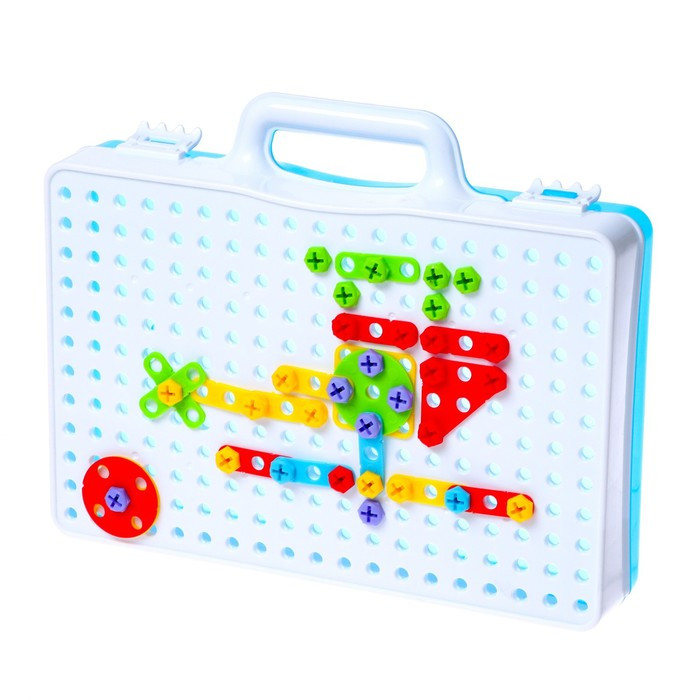 Пластмассовый конструктор в чемоданчике «Создавай и играй», с электрическим шуруповёртом, 106 деталей - фото 2 - id-p162754963