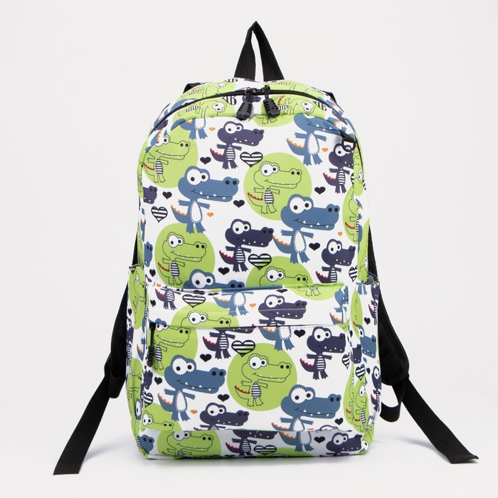 Рюкзак на молнии, наружный карман, пенал, цвет зелёный - фото 2 - id-p174585485