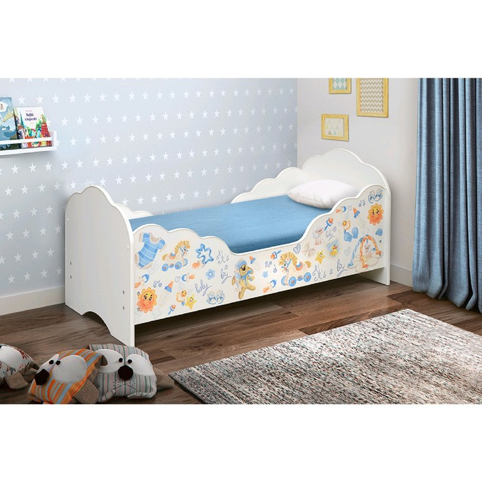 Кровать детская «Малышка №3», 1400 × 600 мм, лдсп, цвет белый / фотопечать для мальчиков - фото 1 - id-p174595952