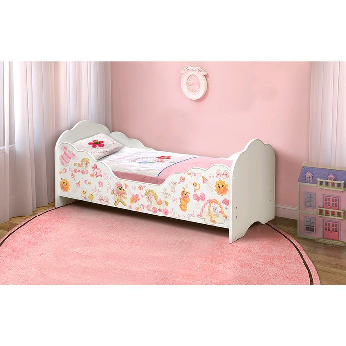Кровать детская «Малышка №4», 1400 × 600 мм, лдсп, цвет белый / фотопечать для девочек - фото 1 - id-p174595953