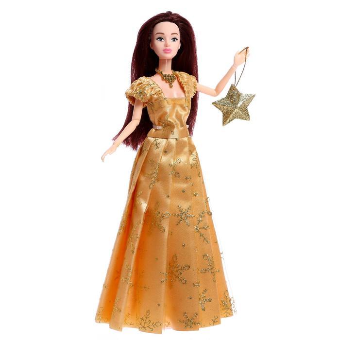 Кукла-модель шарнирная «Снежная принцесса Ксения», с аксессуаром, золотое платье - фото 2 - id-p163768583