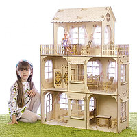 Конструктор «Большой кукольный дом», без мебели и текстиля, фанера 3 мм, этаж: 33 см