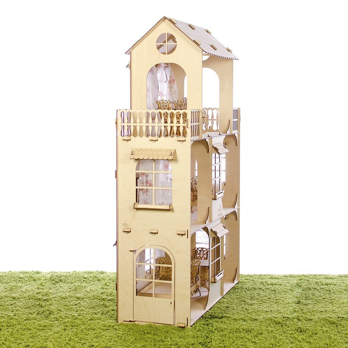 Конструктор «Большой кукольный дом», без мебели и текстиля, фанера 3 мм, этаж: 33 см - фото 3 - id-p174591876
