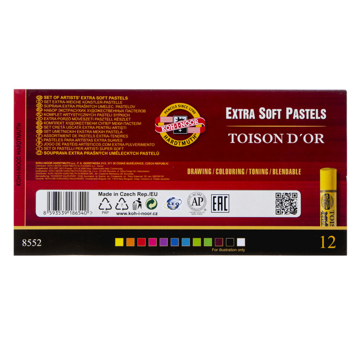 Пастель сухая 12 цветов, Extra Soft Koh-I-Noor 8552 TOISON D`OR, картонная упаковка - фото 4 - id-p174602292