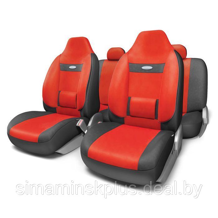 Авточехлы универcальные AUTOPROFI COMFORT, COM-1105H BK/RD (M), велюр, набор из 11 предметов, цвет - фото 1 - id-p174606316