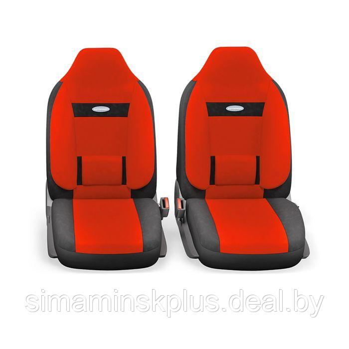 Авточехлы универcальные AUTOPROFI COMFORT, COM-1105H BK/RD (M), велюр, набор из 11 предметов, цвет - фото 2 - id-p174606316