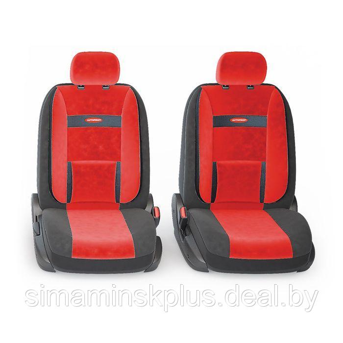 Авточехлы универcальные AUTOPROFI COMFORT, COM-1105 BK/RD (M), велюр, набор из 11 предметов, цвет - фото 2 - id-p174606382