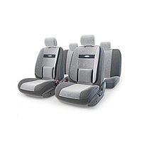 Авточехлы универcальные AUTOPROFI COMFORT, COM-1105 D.GY/L.GY (M), велюр, набор из 11 предметов, цвет