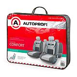 Авточехлы универcальные AUTOPROFI COMFORT, COM-1105 D.GY/L.GY (M), велюр, набор из 11 предметов, цвет, фото 4