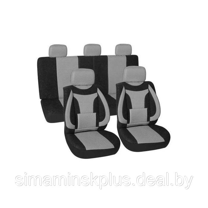 Чехлы сиденья полиэстер,сетка 11 предм. Skyway PROTECT 2 черный, серый, S01301062 - фото 1 - id-p174606408