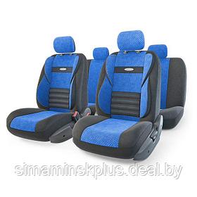 Авточехлы универcальные AUTOPROFI COMFORT COMBO, CMB-1105 BK/BL (M), мультиконтурные, формованный велюр, набор