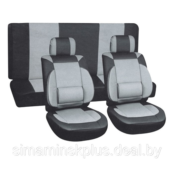 Чехлы сиденья Skyway DRIVE, искусственная кожа, 11 предметов, черно-серый, S01301031 - фото 1 - id-p174606501