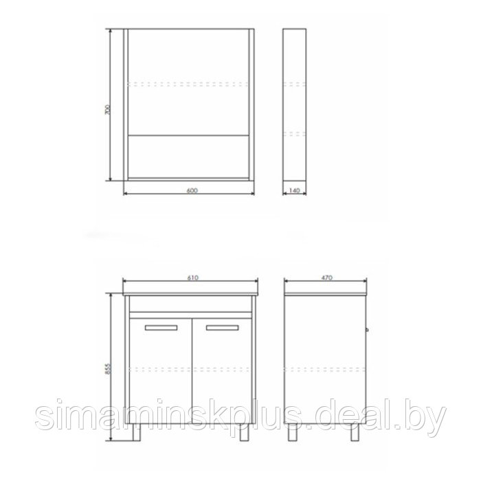 Зеркало-шкаф COMFORTY «Марио-60» цвет дуб темный - фото 3 - id-p174607161