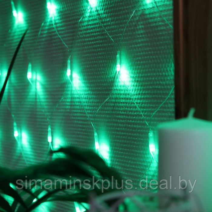 Гирлянда «Сеть» 1.6 × 1.6 м, IP20, прозрачная нить, 144 LED, свечение зелёное, 8 режимов, 220 В - фото 3 - id-p174610846
