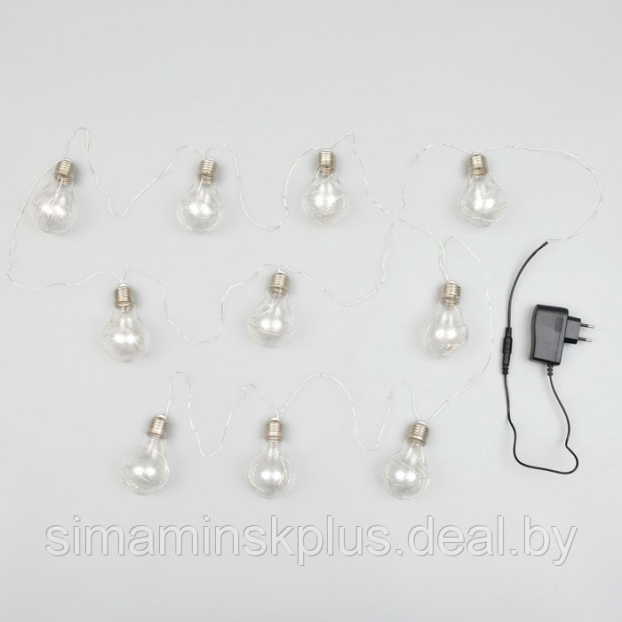 Гирлянда «Нить» 3 м с насадками «Лампочки», IP20, серебристая нить, 100 LED, свечение мульти, 3.5 В - фото 4 - id-p174610888
