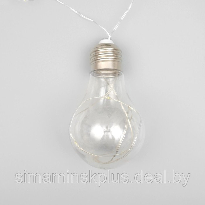 Гирлянда «Нить» 3 м с насадками «Лампочки», IP20, серебристая нить, 100 LED, свечение белое, 3.5 В - фото 5 - id-p174610891
