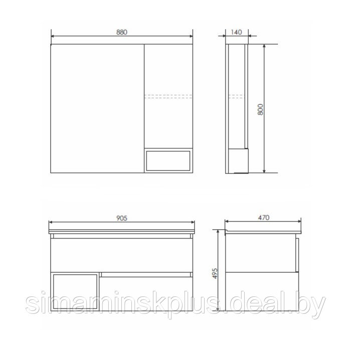 Зеркало-шкаф COMFORTY «Турин-90» дуб бежевый - фото 2 - id-p174607344