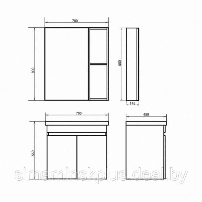 Зеркало-шкаф COMFORTY «Осло-70» цвет бетон светлый - фото 3 - id-p174607356