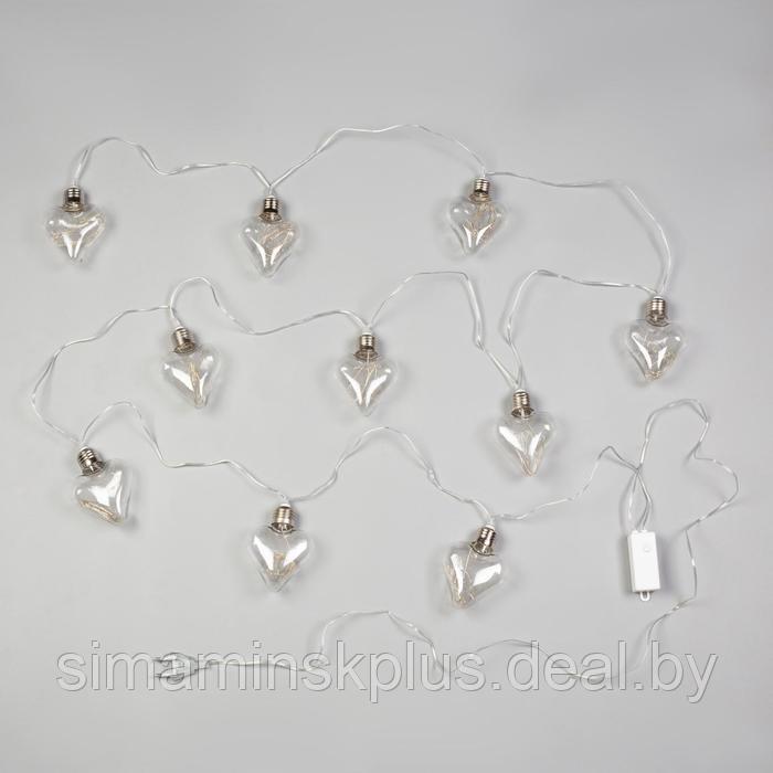 Гирлянда «Нить» 3 м с насадками «Лампочки сердца», IP20, прозрачная нить, 80 LED, свечение тёплое белое, 8 - фото 3 - id-p174610931