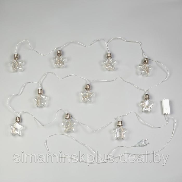 Гирлянда «Нить» 3 м с насадками «Лампочки звездочки», IP20, прозрачная нить, 80 LED, свечение белое, 8 - фото 3 - id-p174610934