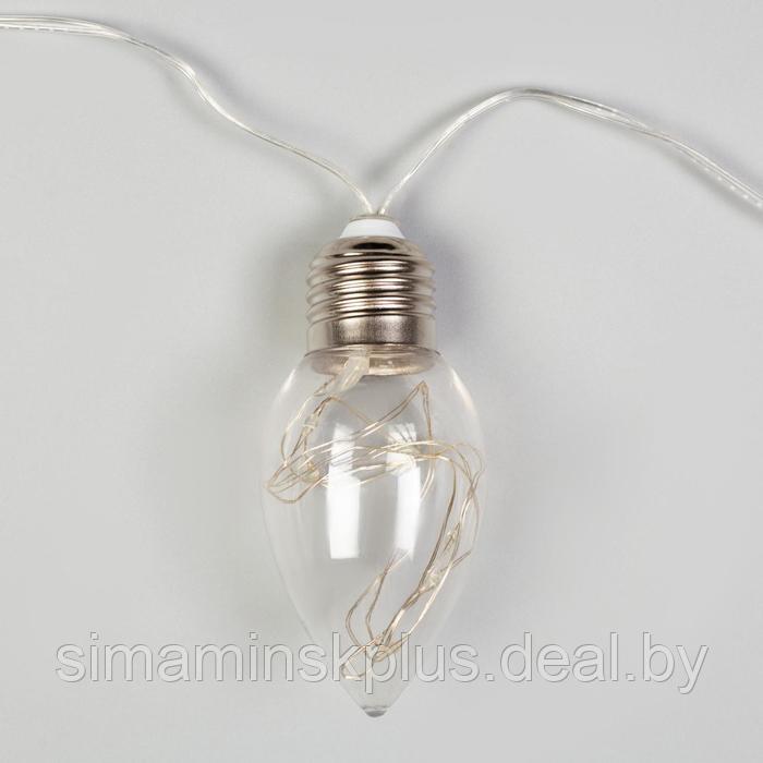 Гирлянда «Нить» 3 м с насадками «Лампочки капля», IP20, прозрачная нить, 80 LED, свечение тёплое белое, 8 - фото 4 - id-p174610941