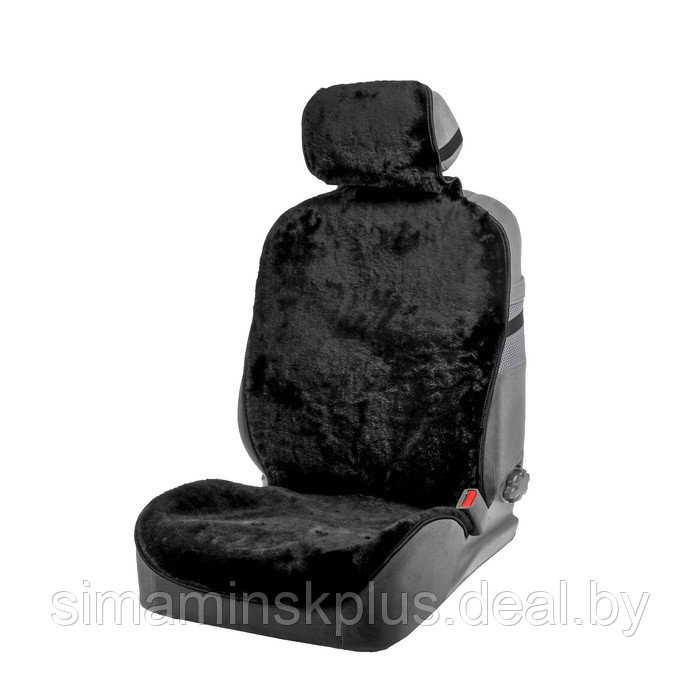 Накидка на сиденье, натуральная шерсть, 145х55 см, черная - фото 1 - id-p174609112