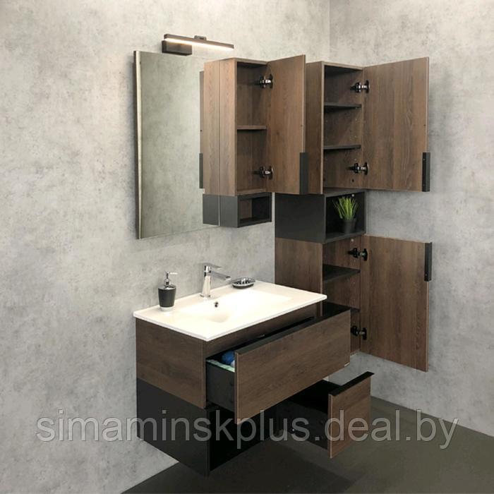 Зеркало-шкаф COMFORTY «Франкфурт-75», дуб шоколадно-коричневый - фото 2 - id-p174607386