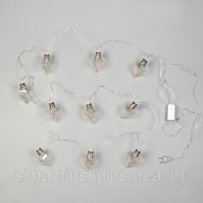 Гирлянда «Нить» 3 м с насадками «Лампочки кристалл», IP20, прозрачная нить, 80 LED, свечение тёплое белое, 8 - фото 3 - id-p174610948