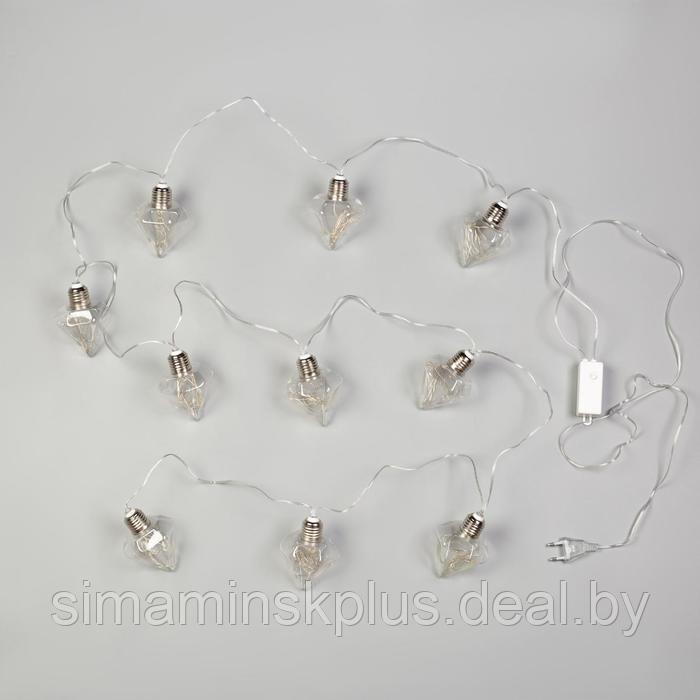 Гирлянда «Нить» 3 м с насадками «Лампочки кристалл», IP20, прозрачная нить, 80 LED, свечение синее, 8 режимов, - фото 3 - id-p174610949