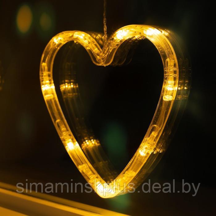 Гирлянда «Бахрома» 2.4 × 0.9 м с насадками «Сердце», IP20, прозрачная нить, 186 LED, свечение тёплое белое, 8 - фото 5 - id-p174610969