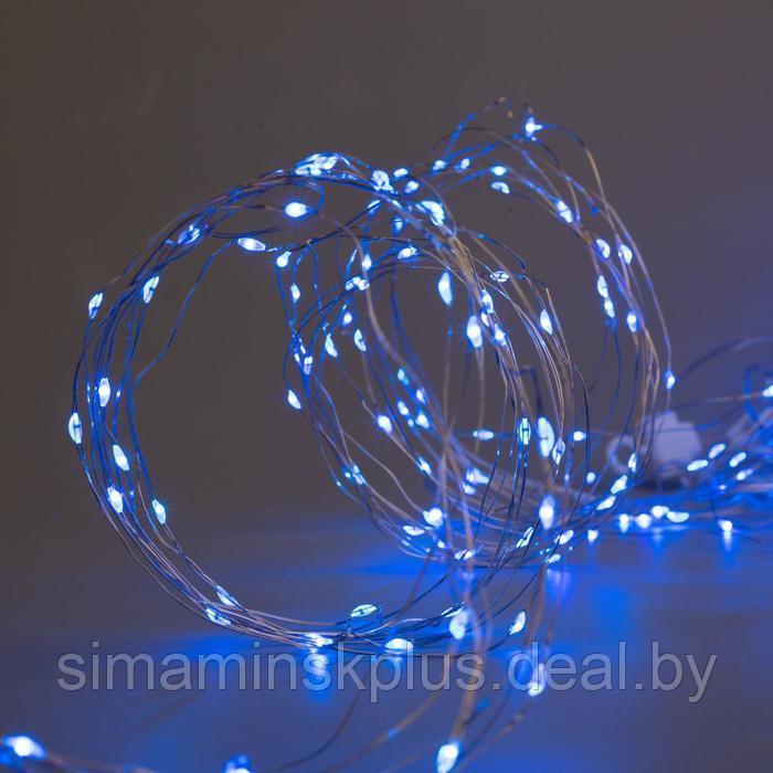 Гирлянда «Занавес» 2.8 × 3 м роса на крючках, с пультом, IP20, серебристая нить, 300 LED, свечение синее, 8 - фото 3 - id-p174610980