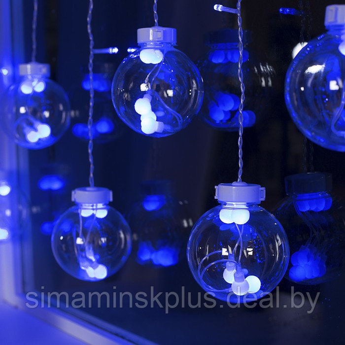Гирлянда «Бахрома» 2.4 × 0.7 м с насадками «Шарики», IP20, прозрачная нить, 108 LED, свечение синее, 8 - фото 3 - id-p174610983