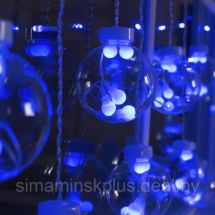 Гирлянда «Бахрома» 2.4 × 0.7 м с насадками «Шарики», IP20, прозрачная нить, 108 LED, свечение синее, 8 - фото 4 - id-p174610983
