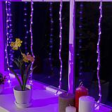 Гирлянда "Водопад" 2 х 1.5 м , IP20, прозрачная нить, 400 LED, свечение фиолетовое, 8 режимов, 220 В, фото 3