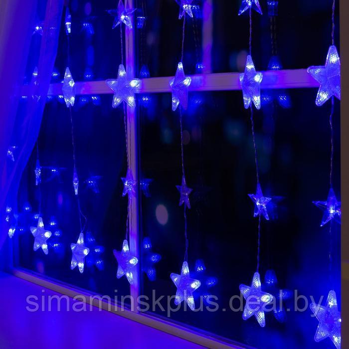 Гирлянда «Бахрома» 2.4 × 0.9 м с насадками «Звёздочки», IP20, прозрачная нить, 186 LED, свечение синее, 8 - фото 3 - id-p174610999