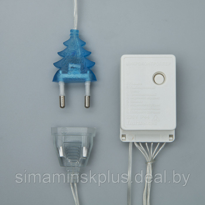 Гирлянда «Занавес» 2 × 1.5 м с насадками «Шарики», IP20, прозрачная нить, 360 LED, свечение синее, 8 режимов, - фото 4 - id-p174611008