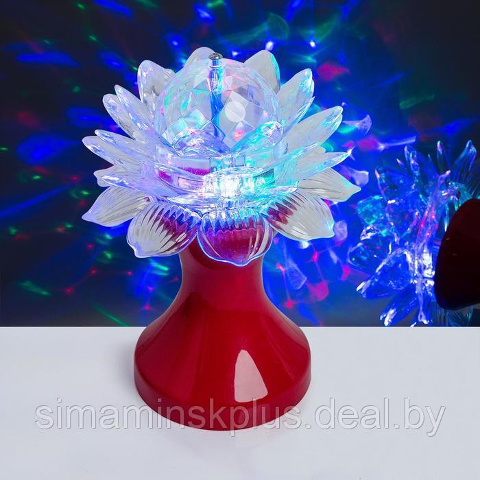 Световой прибор «Цветок» 12.5 см, свечение RGB, 220 В, красный - фото 1 - id-p174621494