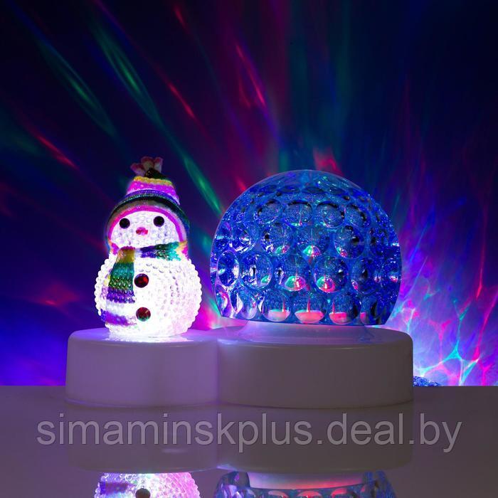 Световой прибор «Снеговик с синим шаром» 9.5 см, свечение мульти, 220 В - фото 1 - id-p174621499
