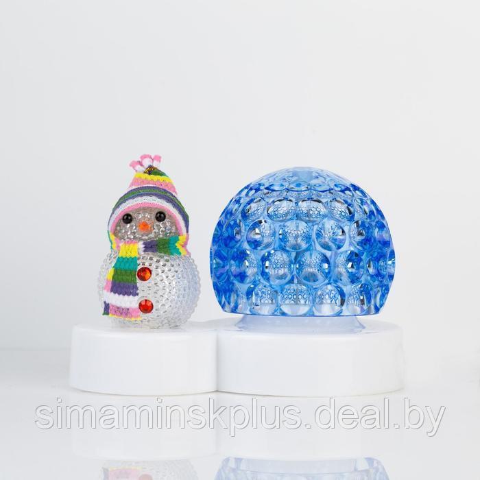 Световой прибор «Снеговик с синим шаром» 9.5 см, свечение мульти, 220 В - фото 2 - id-p174621499