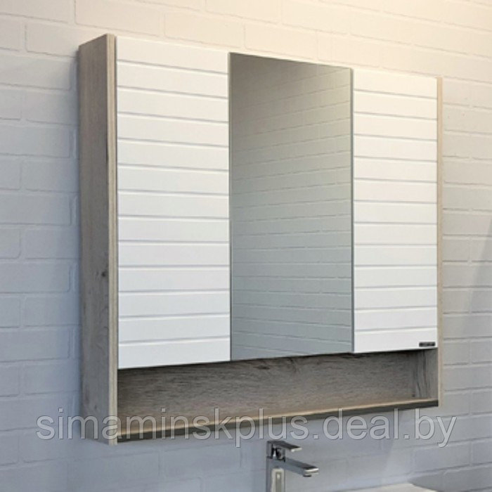 Зеркало-шкаф COMFORTY «Клеон-90» цвет белый/дуб дымчатый - фото 1 - id-p174607516
