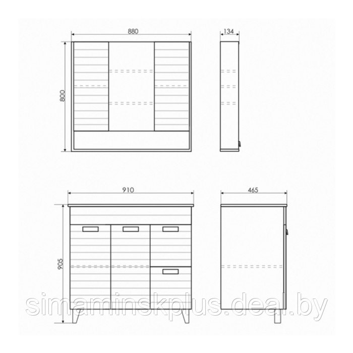 Зеркало-шкаф COMFORTY «Клеон-90» цвет белый/дуб дымчатый - фото 3 - id-p174607516