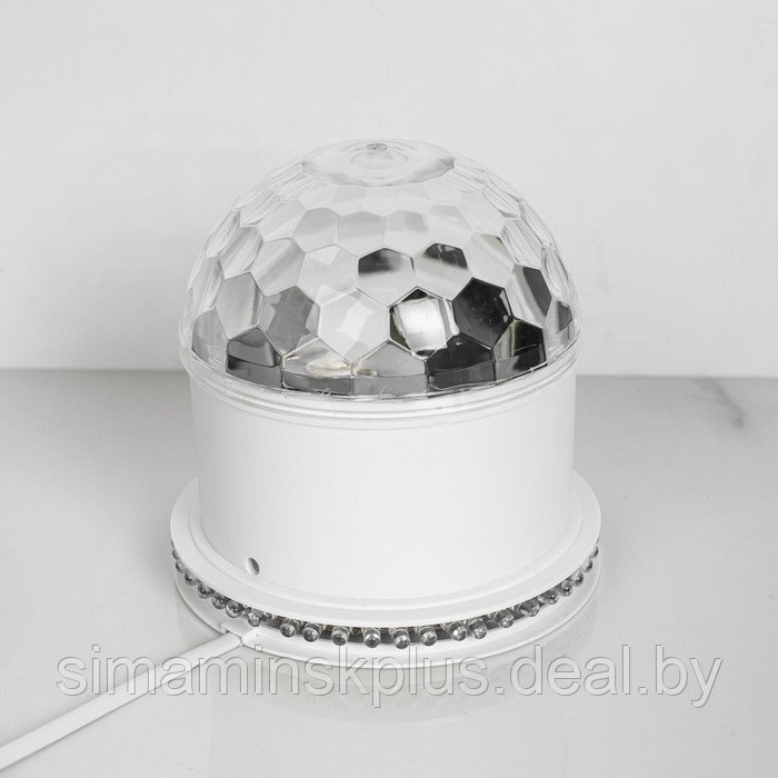 Световой прибор «Вокруг сферы» 12 см, динамик, свечение RGB, 220 В, белый - фото 4 - id-p174621508