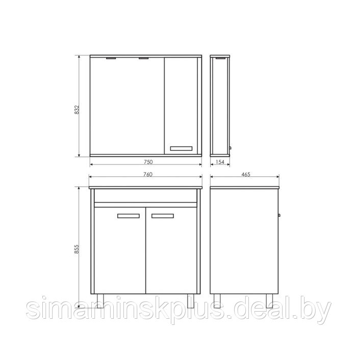 Тумба-умывальник COMFORTY «Тулуза-75» сосна лоредо с раковиной «Quadro 75» - фото 2 - id-p174608292