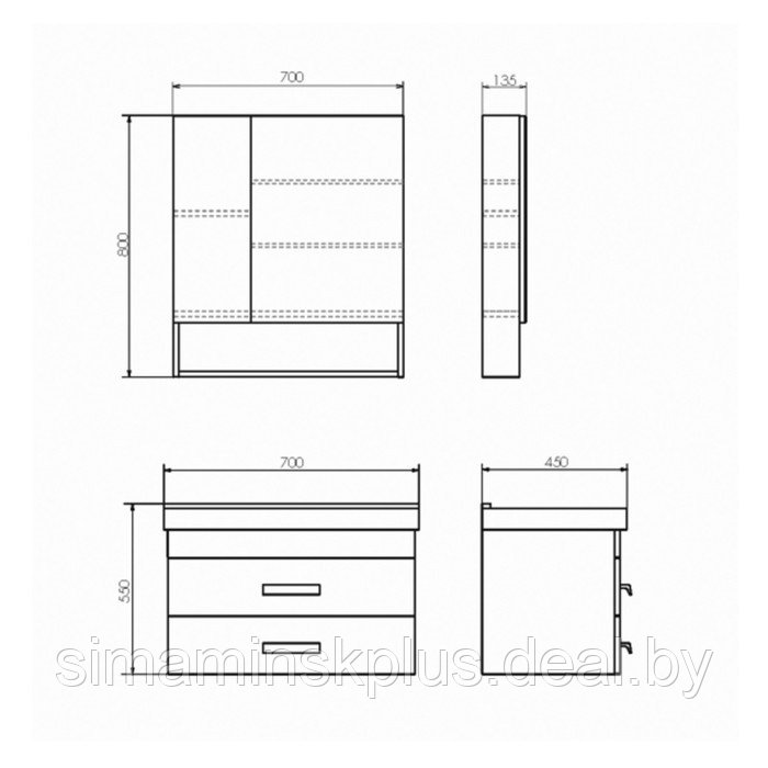 Тумба-умывальник COMFORTY «Никосия-70П» цвет дуб белый, с раковиной COMO 70 - фото 3 - id-p174608298