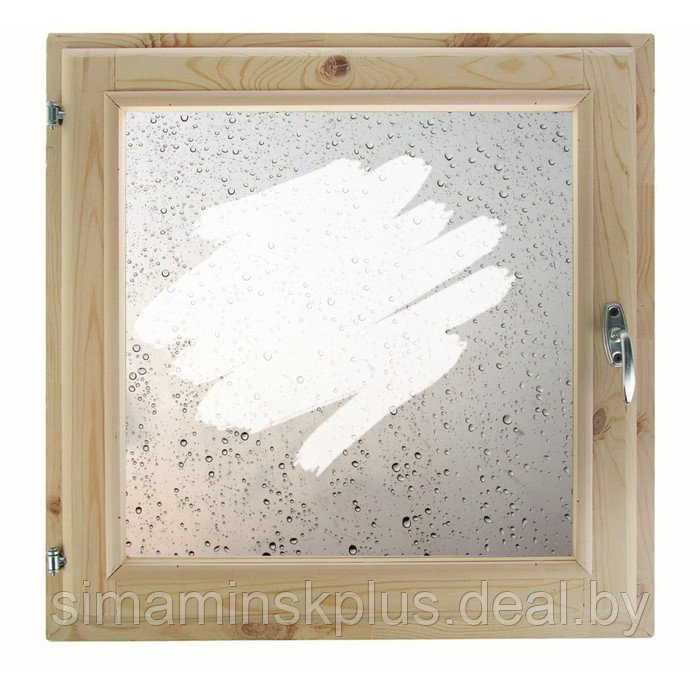 Окно 80х80 см, "Капли на стекле", однокамерный стеклопакет, хвоя - фото 1 - id-p174628200