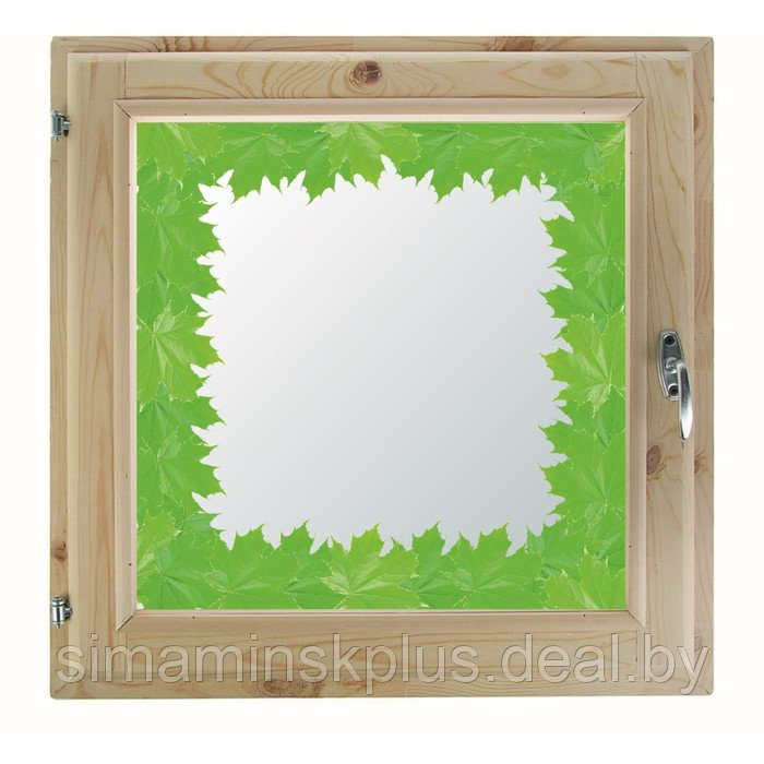 Окно 90х90 см, "Кленовые листья", однокамерный стеклопакет, хвоя - фото 1 - id-p174628229
