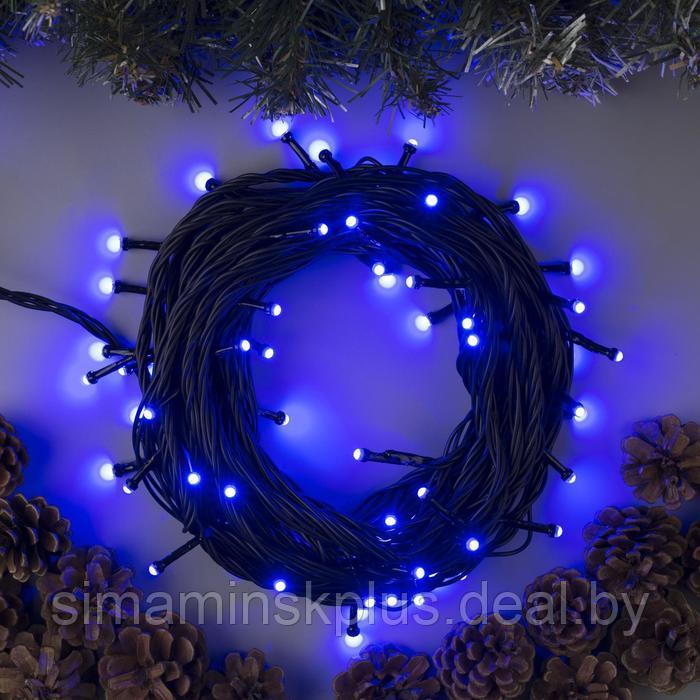 Гирлянда «Нить» 10 м, IP44, УМС, тёмная нить, 72 SMD-LED, свечение синее, 220 В - фото 1 - id-p174611188