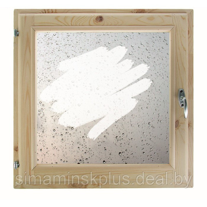 Окно 100х100 см, "Капли на стекле", однокамерный стеклопакет, хвоя - фото 1 - id-p174628262