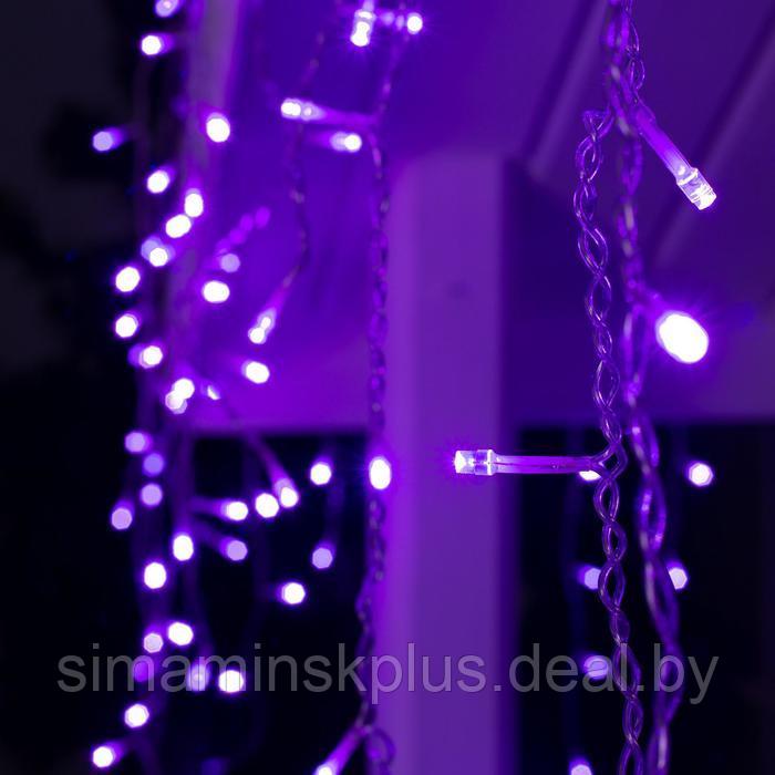 Гирлянда «Бахрома» 4 × 0.6 м, IP44, прозрачная нить, 180 LED, свечение фиолетовое, 8 режимов, 220 В - фото 3 - id-p174611203