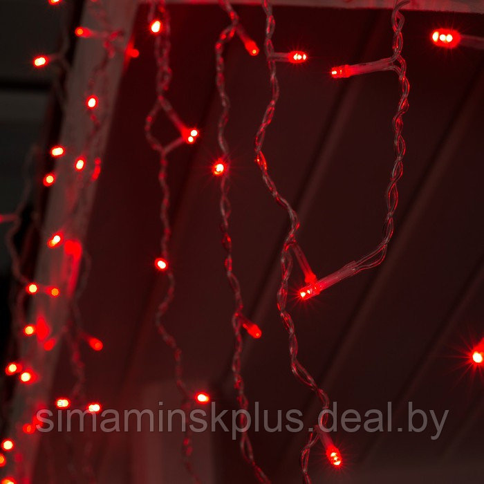 Гирлянда «Бахрома» 3 × 0.6 м, IP44, УМС, прозрачная нить, 160 LED, свечение красное, 220 В - фото 2 - id-p174611270